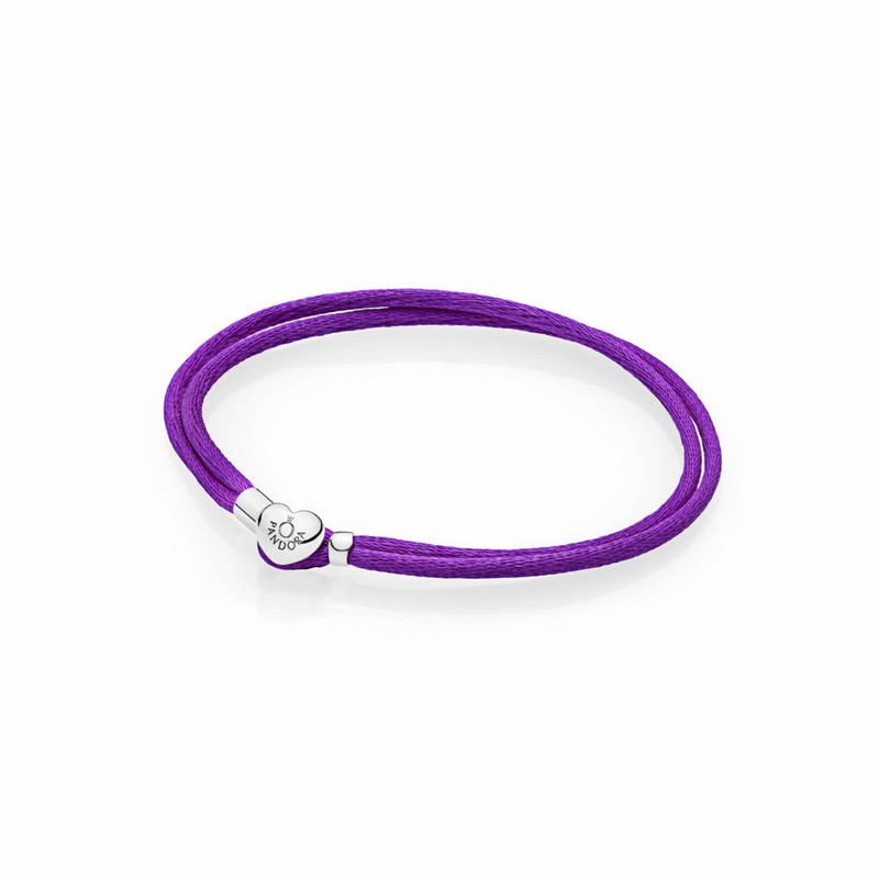 Pandora Fabric Cord Bracelet Europe - Sterling Silver/Textile/ Synthetical Fibers/Purple - 024598UL
